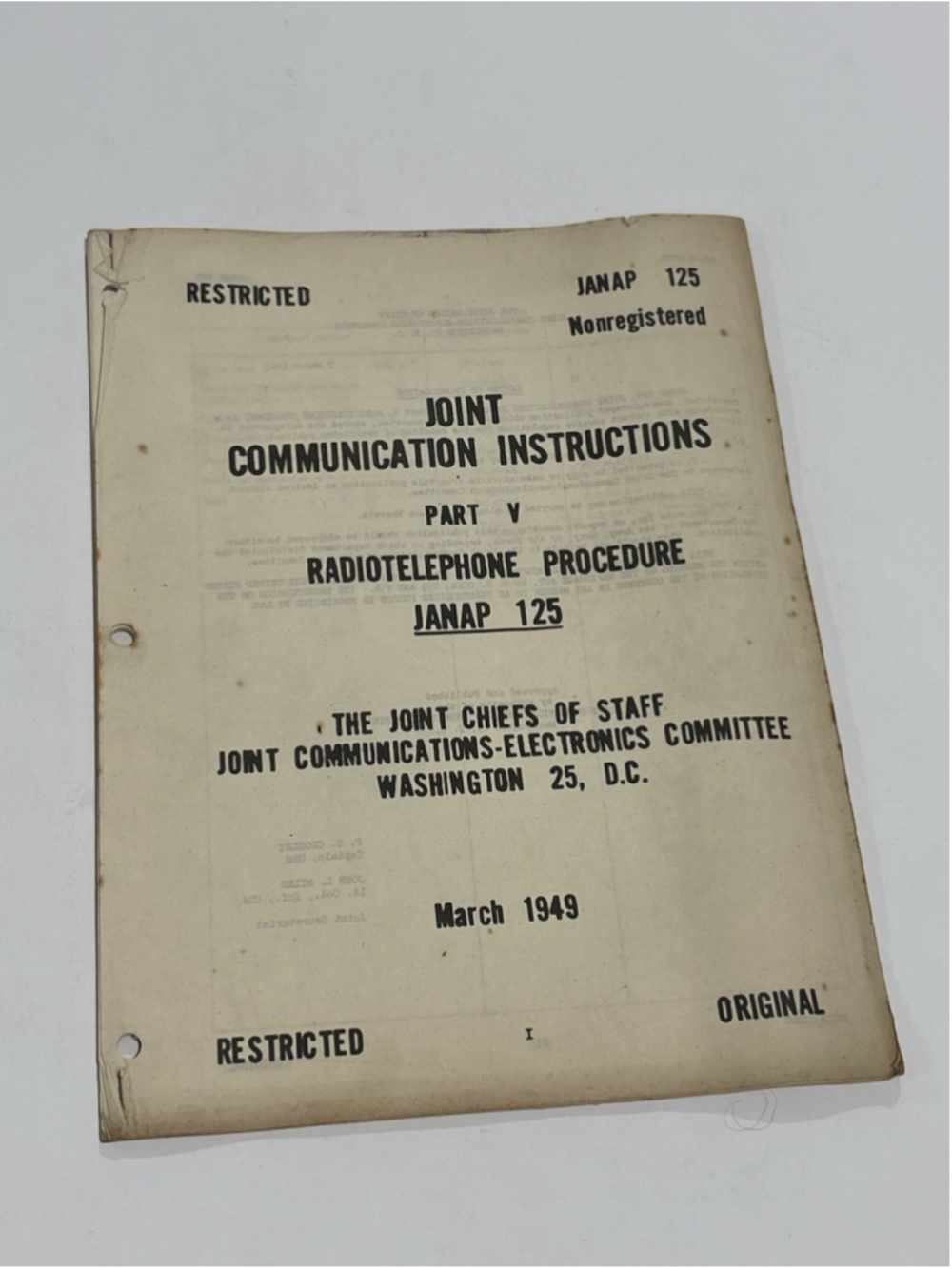 JANAP 125 Radiotelephone Procedure 1949 Joint Chiefs Able Baker Phonetic Manual